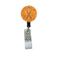 Teacher'S Aid Orange Ribbon Leukemia Awareness Retractable Badge Reel TE55430